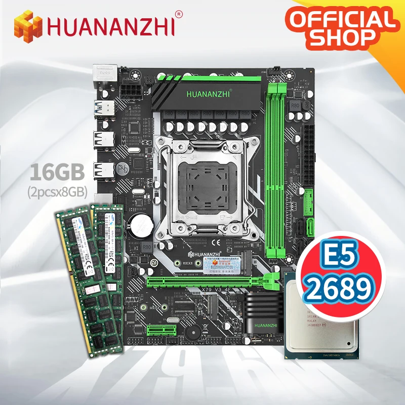 Verkaufen HUANANZHI X79 6M X99 Motherboard Mit Intel XEON E5 2689 Mit 2x8GB DDR3 RECC Speicher Combo Kit Set NVME USB SATA 3,0 M-ATX