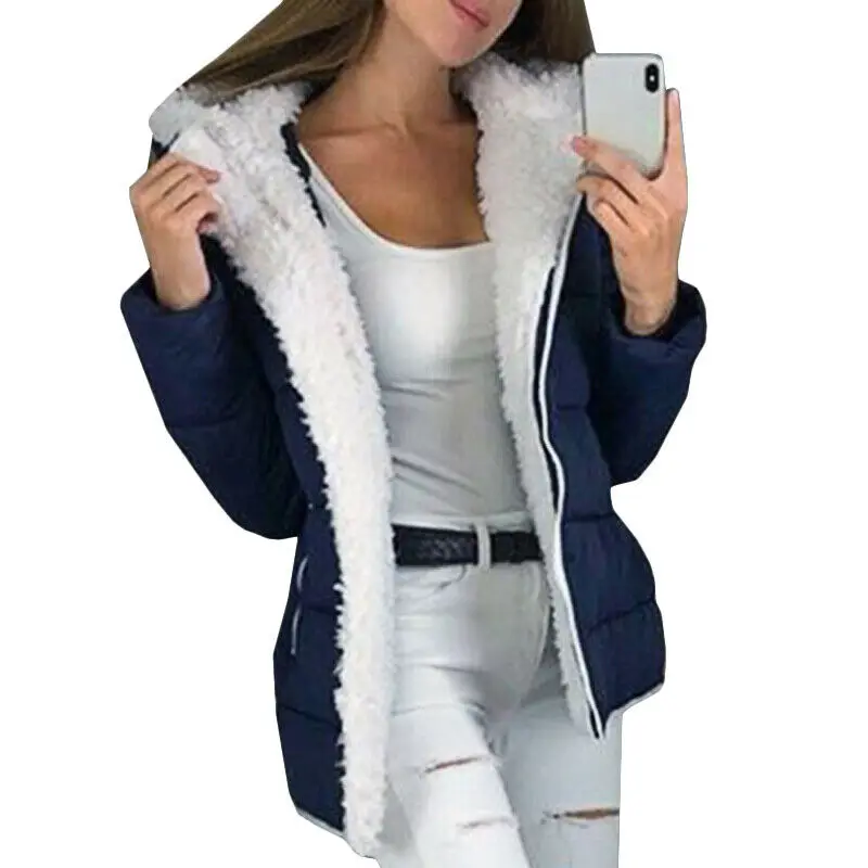 

Womens Fur Fluffy Hooded Jacket Coat Winter Warm Casual Parka Overcoat Outerwear