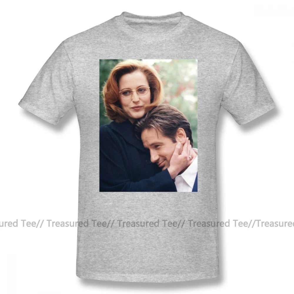 Футболка с надписью X filts, Dana Scully X pilles Fox Mulder, Мужская футболка с коротким рукавом, базовая футболка с принтом, 100 хлопок, плюс размер, забавная футболка - Цвет: Gray