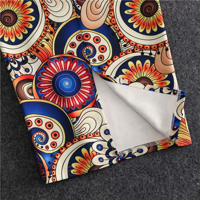 Женская юбка карандаш средней длины эластичная с разноцветным круглым принтом