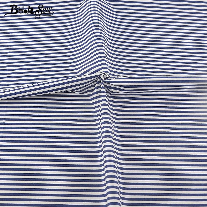 Booksew синие полоски 100% хлопчатобумажная ткань красящая саржа материал для шитья