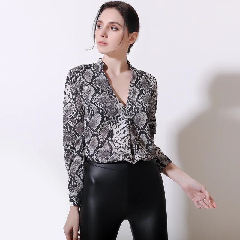 

Women Elegant Blouse Long Sleeve Leopard Print Shirts Ladies Streetwear Blouses Plus Size Chiffon Shirt
