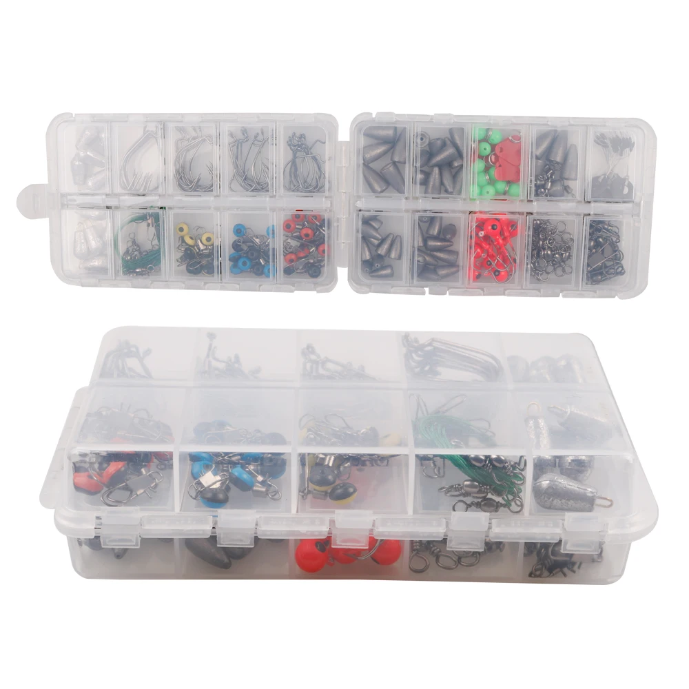 

LUSHAZER Fishing Tackle Accessories Set Lead Head Hook Drop Shot Weight Swivel Guilde Line Space Beans Off Set hook Kit