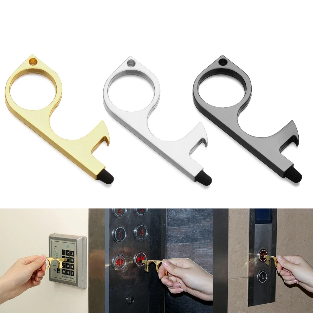 Portable Clean Key Door Opener Handheld Brass EDC Keychain No Touch Elevator Button Non-Contact Tool | Инструменты