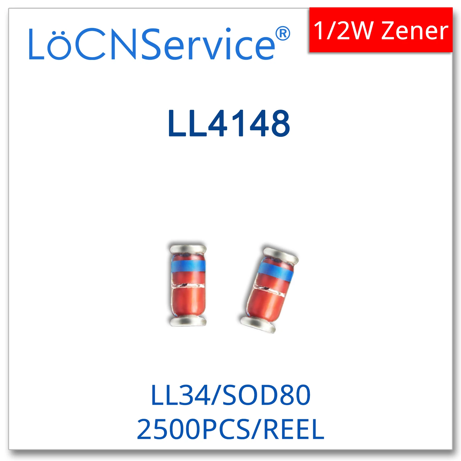 LoCNService 2500 шт. LL34 LL4148 SOD80 1/2 Вт SMD RoHS кремниевый Epitaxial плоский диод высокого
