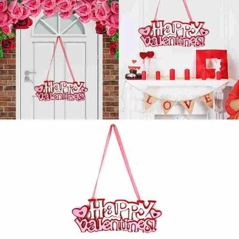 

1pcs Happy Valentine's Day Ornament Non-woven Fabric Day Hanging Party Signs Door Plaques Decorations Valentine's Festive B T9T9
