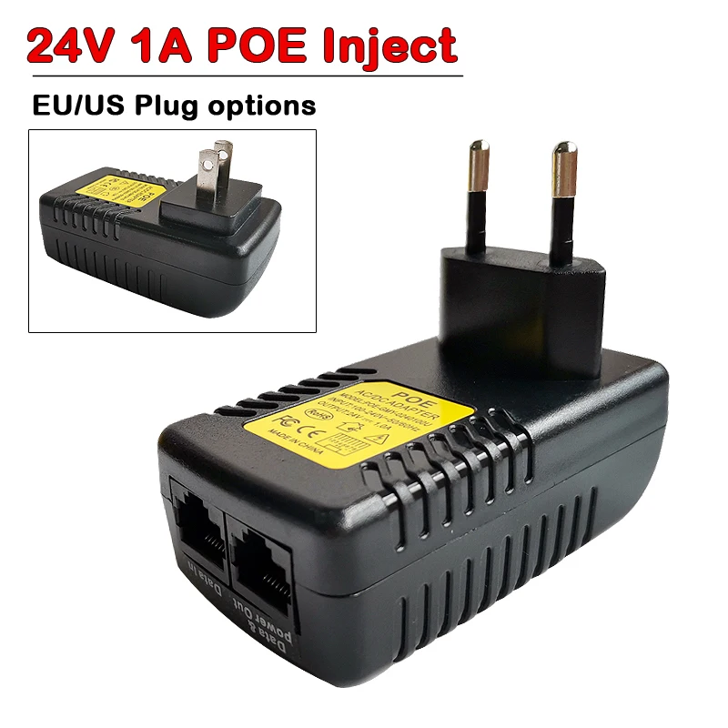 Блок питания для системы видеонаблюдения 24 В 1 А настенный штекер PoE Инжектор POE