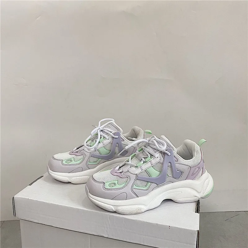 

Women Platform Sports Soles Designer Charming Chunky Sneakers Breathable Zapatillas Ladies Casual Mixed Colors Vulcanized Shoes