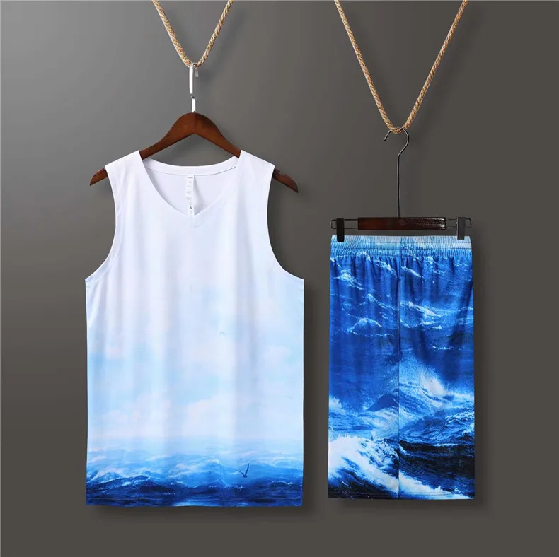 

Новая баскетбольная одежда, впитывающая пот и быстросохнущая спортивная баскетбольная одежда с принтом и номером, игровая футболка