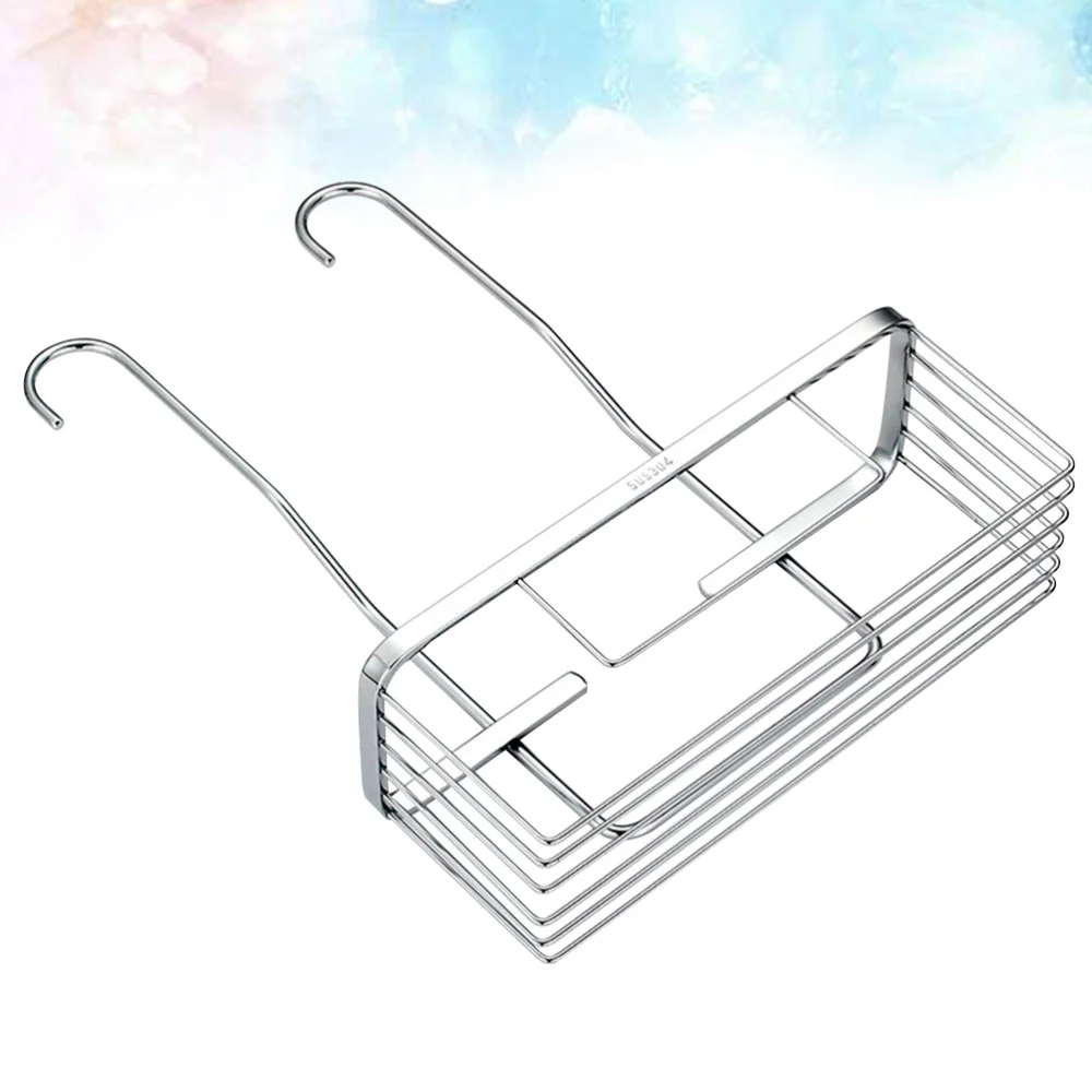 

1pc Stainless Steel Storage Rack Shower Rack Hanging Shelves Toiletries Display Holder for Toilet Bathroom Kitchen (Silver)