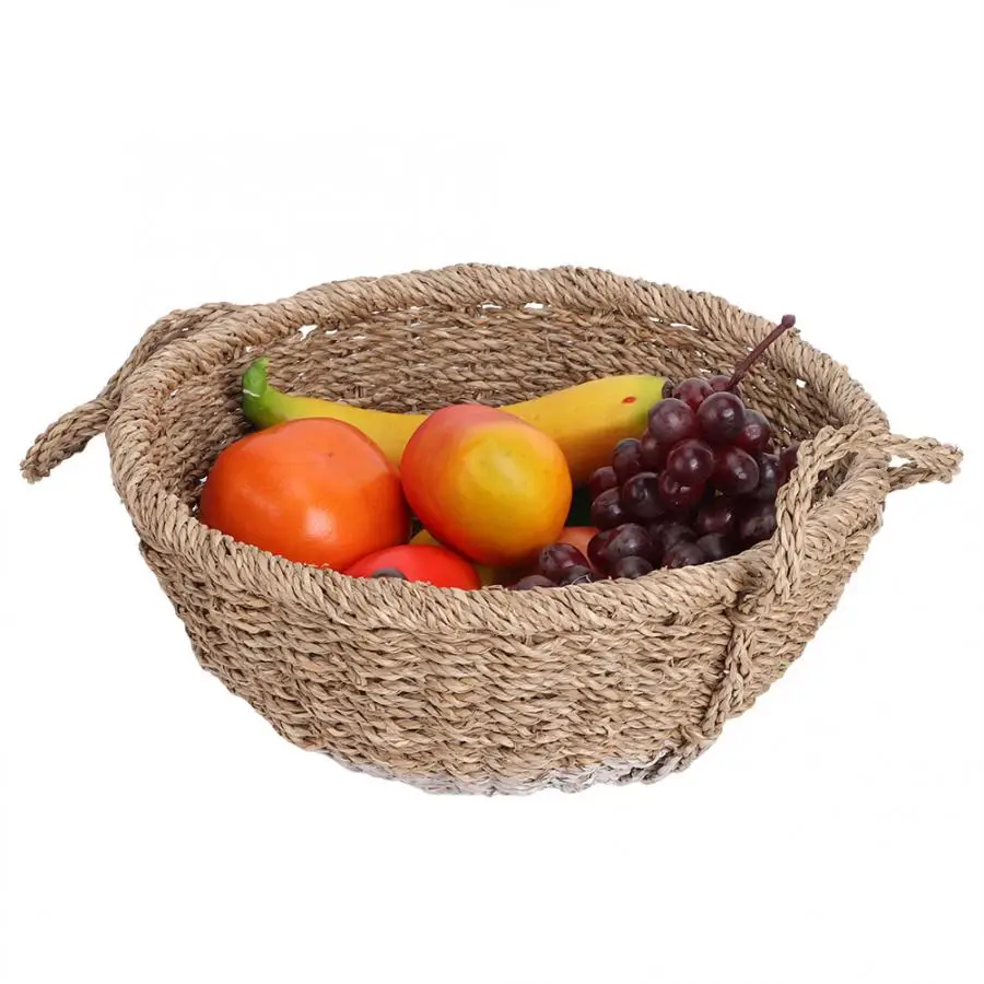 Produce Bag Retro Style Grass Woven Fruit Basket Bread Holder Food Storage Container Organizer Reusable Bags Bakeware |