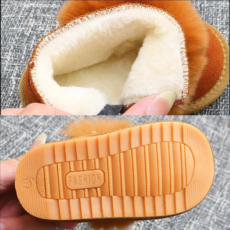 

Winter New Baby Snow Boots Baby Shoes Winter Warm Genuine Leather Snow Boots for Babies with Cute Fur