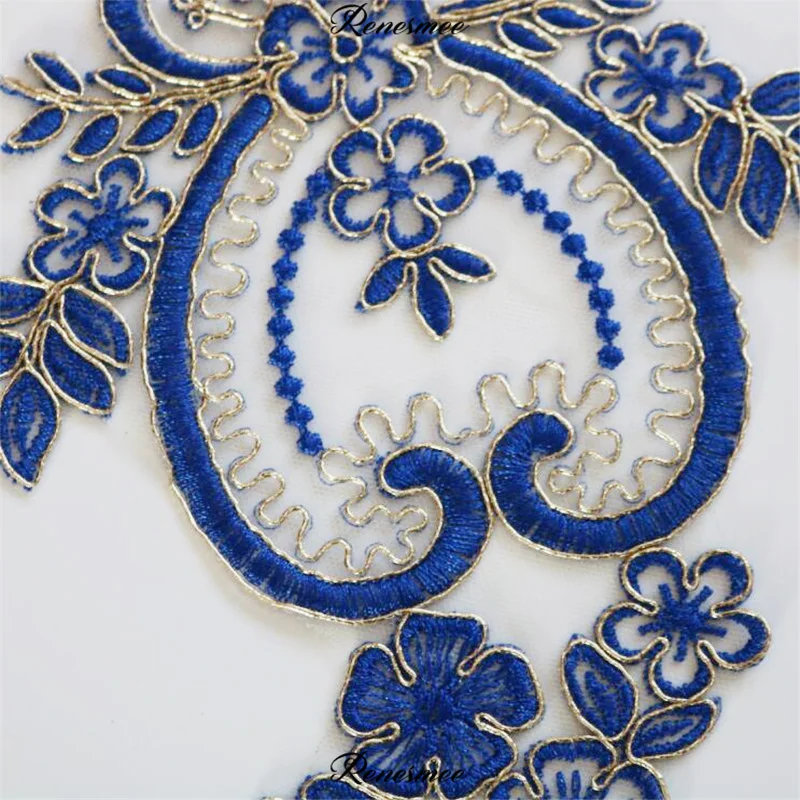 Кружевная нашивка с вышивкой 2 шт. золотые линии цветы для танцевальной одежды