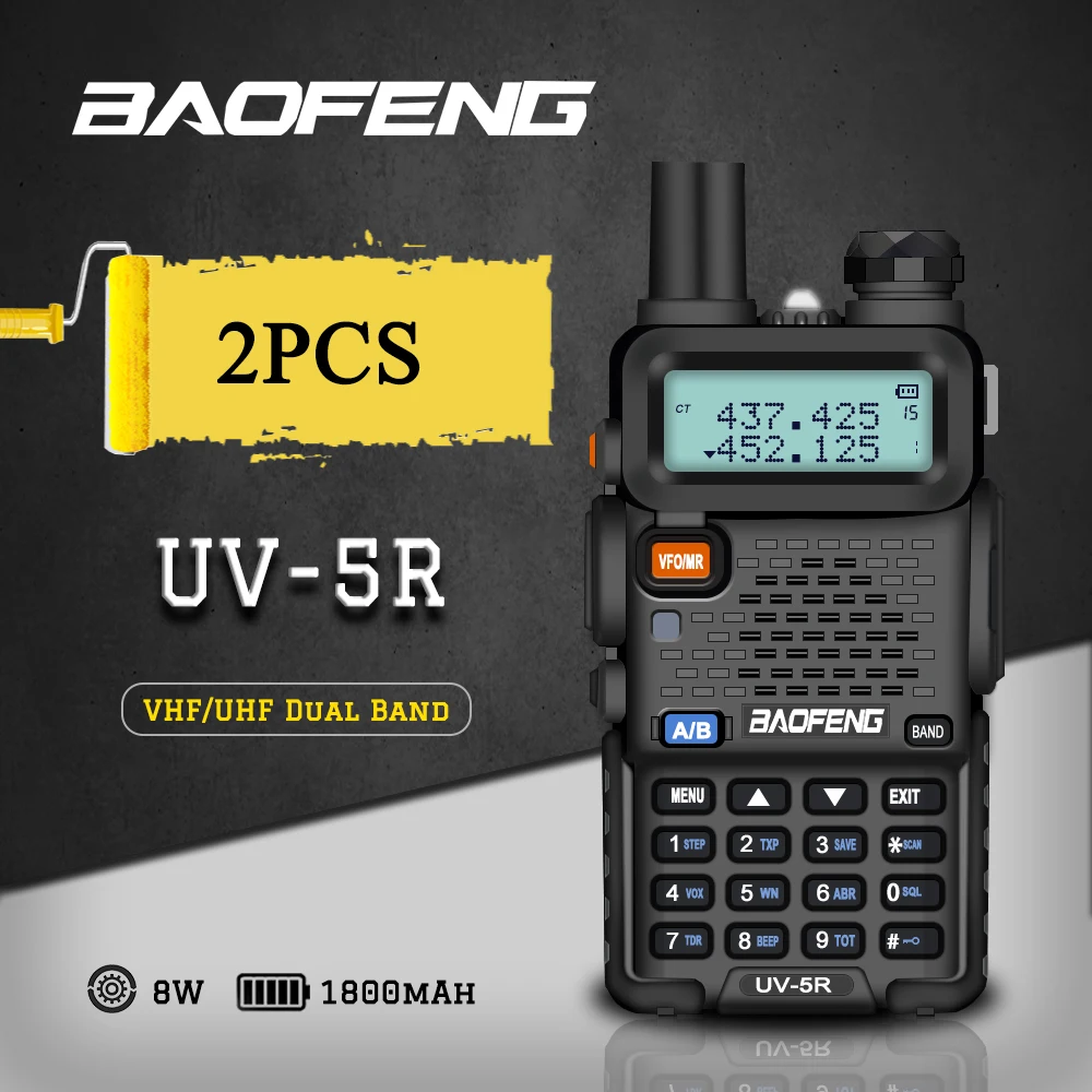 2 шт. BaoFeng UV 5R рация VHF UHF136 174Mhz и 400 520 МГц Двухдиапазонная 8 Вт двухсторонняя Baofeng UV5R