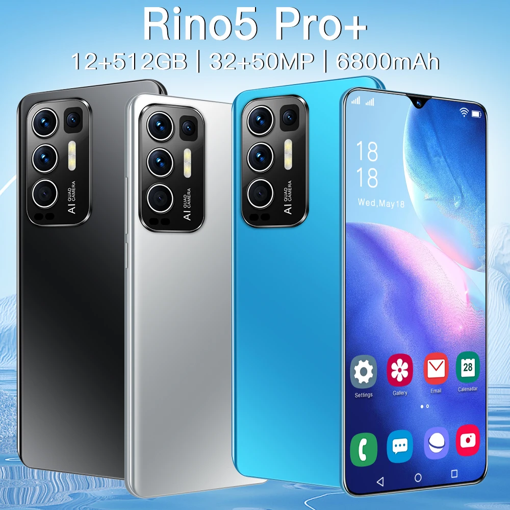 

Rino5Pro+ 6.7Inch 12GB 512GB Smartphones 32MP+50MP Android 10 6800mAh Ten Core Really MTK6889 5G Dual SIM Global Version Telefon