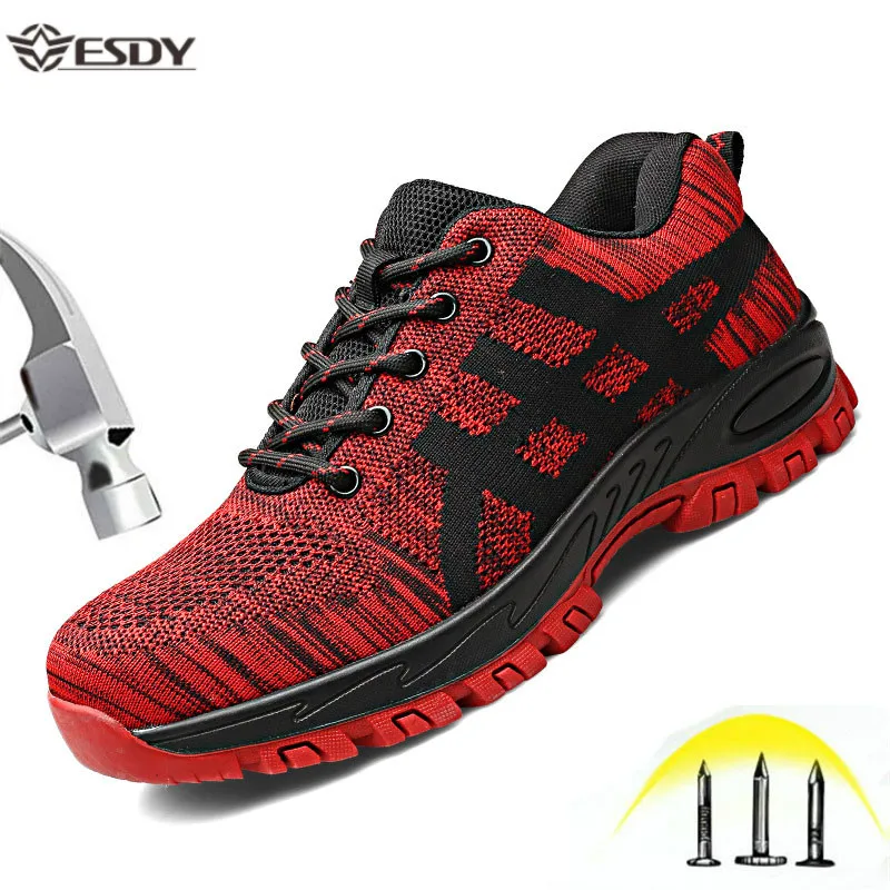 Ботинки рабочие мужские дышащие со стальным носком с защитой от ударов большого