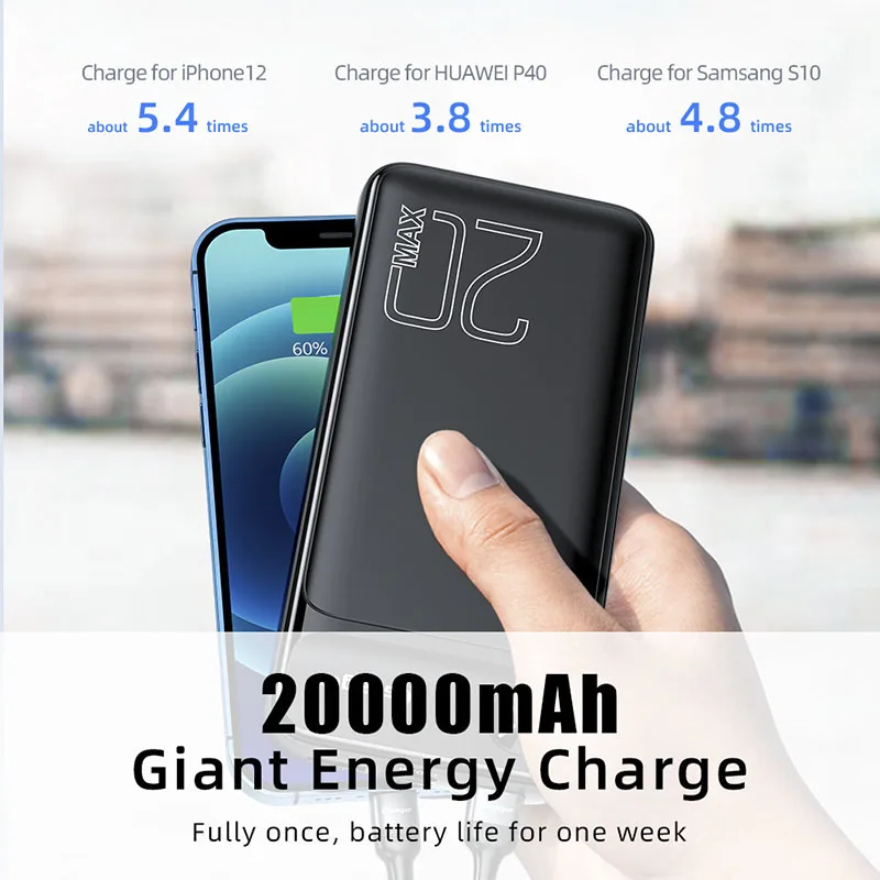 Essager Power Bank 20000mAh Protable External Battery Charger 20000 mAh Powerbank PD 20W Fast Charging For iPhone Poverbank