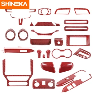Аксессуары для салона автомобиля SHINEKA, красные наклейки из углеродного волокна для Ford Mustang 2015 +, Стайлинг автомобиля