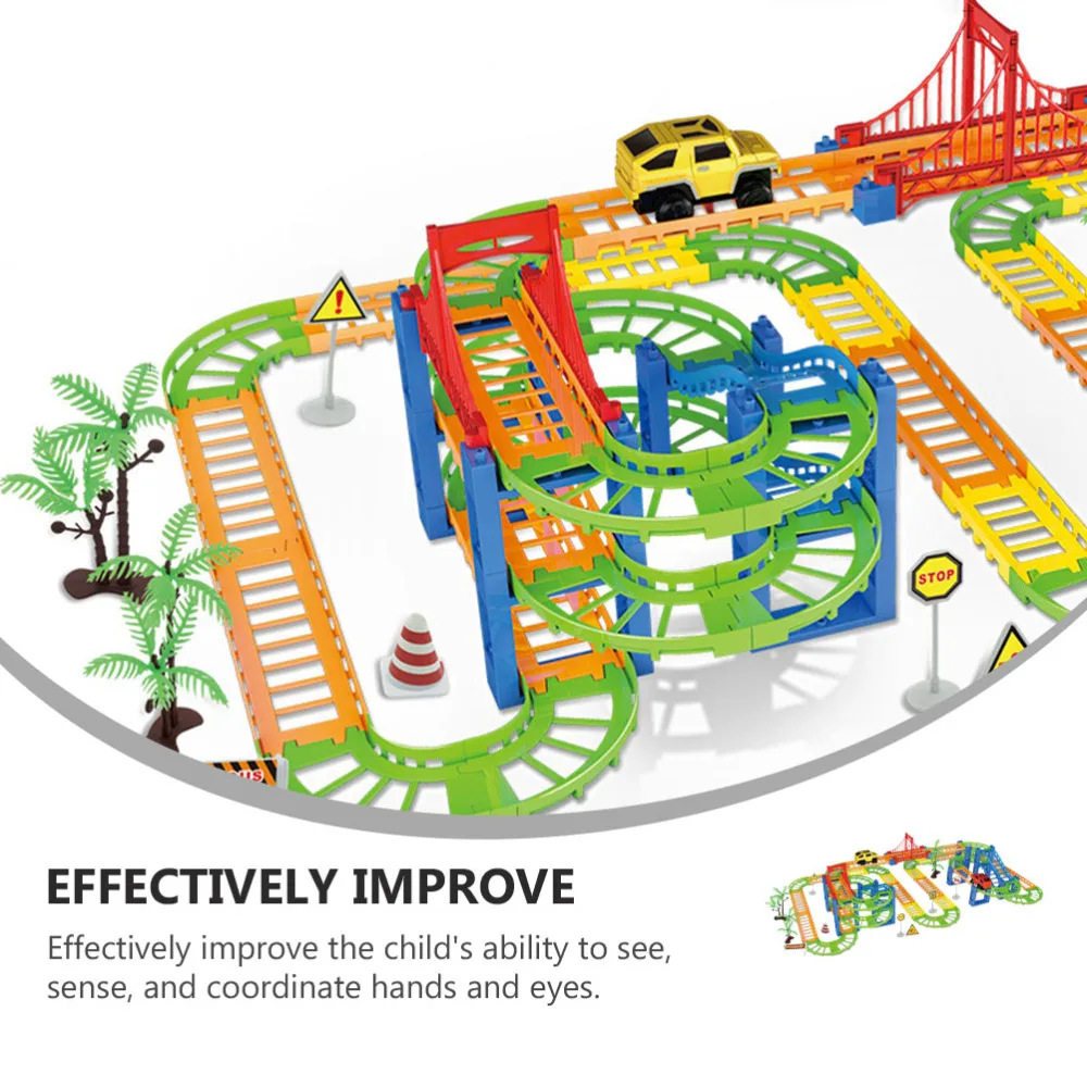 

1 Set Electric Track Car DIY Plaything Cartoon Railway for Kids