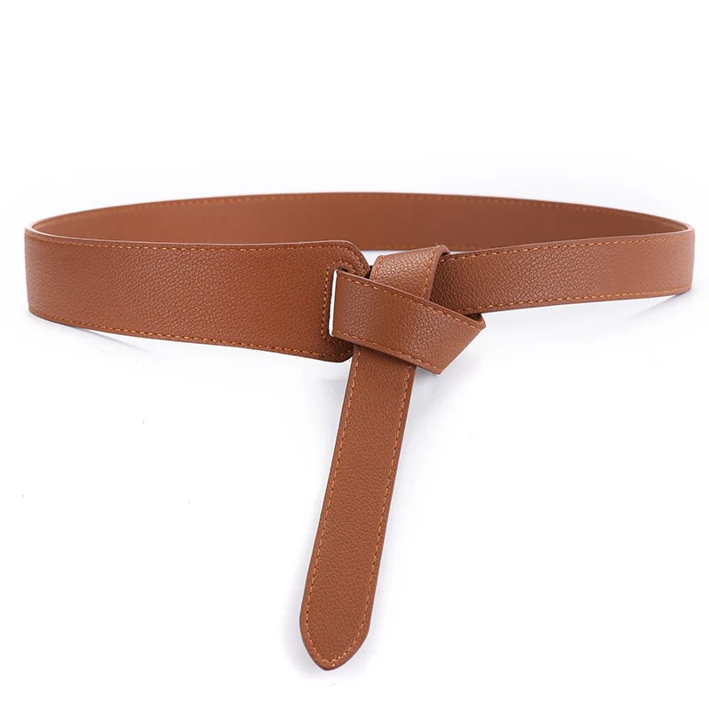 

Luxury Female Belt for Women Bow Design Thin PU Leather Jeans Girdles Loop Strap Belts Bownot Brown Dress Coat Accessories G210