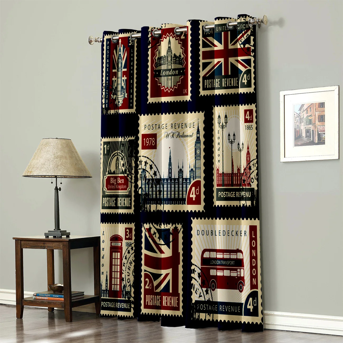 Винтажные шторы с Лондонскими штампами для окна занавески ванной улицы кухни