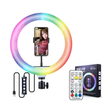 10inch 26cm rgb led ring light lamp with mobile phone holder mini tripod for vlogging live video bloggers