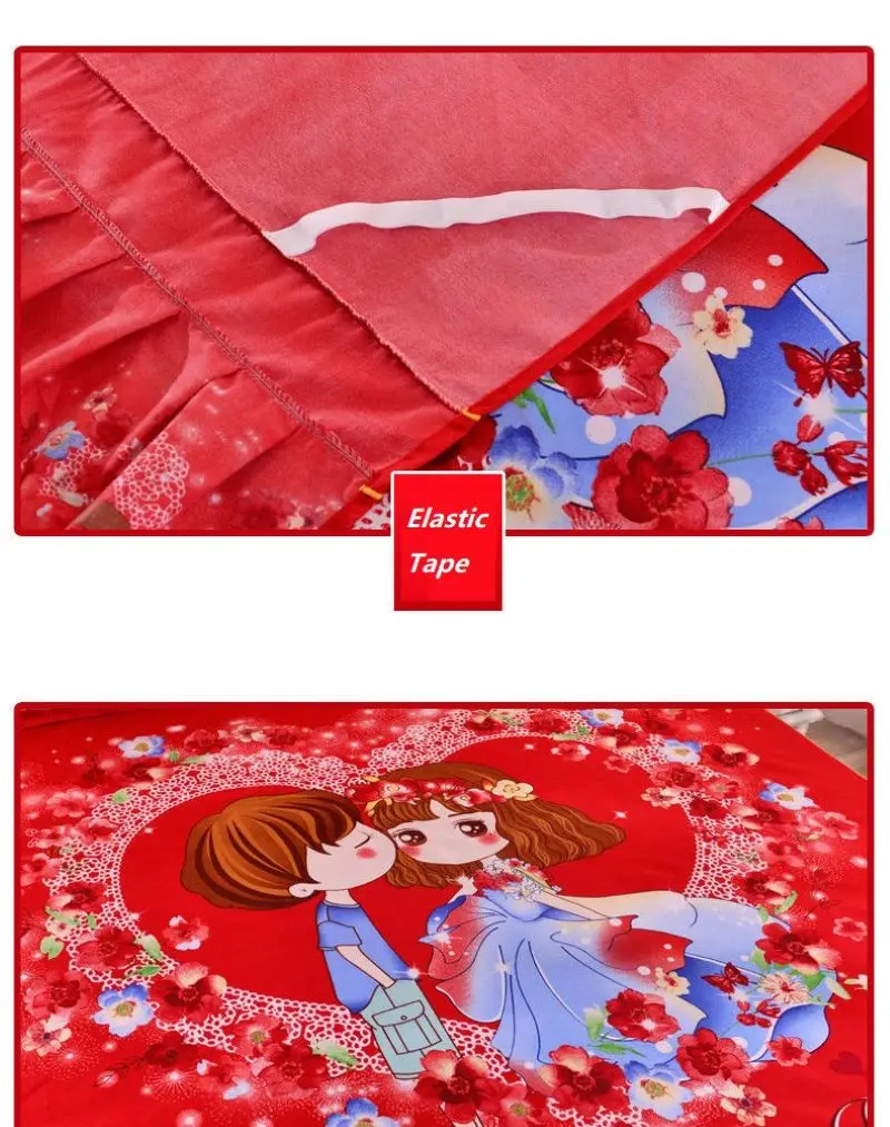 

3pcs Set Soft Sanding Bedspread 1pc Printing Bed Skirt +2pcs Pillowcase Twin King Queen Size Bed Cover Wedding Bed Skirt