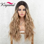 Парики Kryssma Ombre для женщин, длинные волнистые синтетические парики для косплея, черные термостойкие волосы