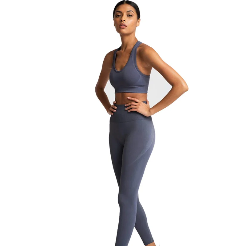 Спортивная одежда бесшовный Женский комплект для йоги трикотажная