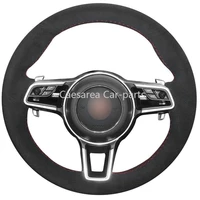 black suede diy car steering wheel cover for porsche macan cayenne 2015 2016