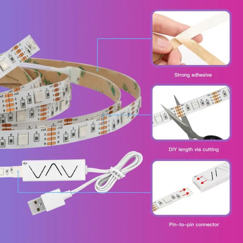 

LED Strip Light Bluetooth Dimmable LED Strip Light 5050 RGB Ribbon Stripe Music Sync Timer Remote Voice App/LAN/Key Control NEW