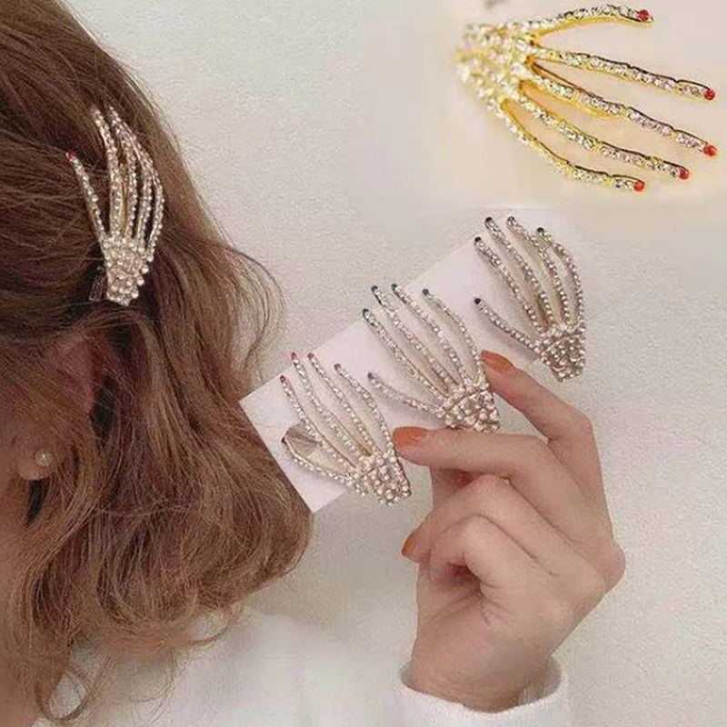 

Заколка для волос в стиле панк, аксессуар для волос с когтями черепа, 1 шт.