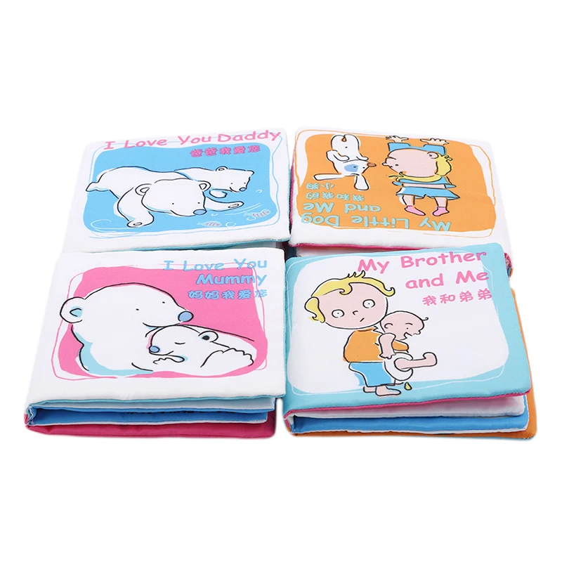 Горячая продажа детские книжки из мягкой ткани I Love Papa Mama Brother Dog милые развивающие