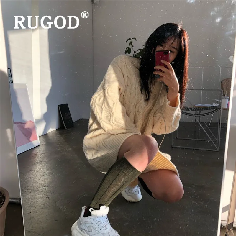 RUGOD твист толстые трикотажные пуловеры для женщин Корейский ins Винтаж Туника с