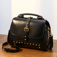 bbag genuine cowhide leather womens crossbody bag trendy rivets vintage small messenger shoulder bag portable handbags