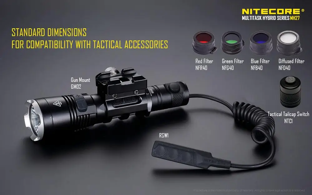 Перезаряжаемый светодиодный фонарик Nitecore MH27 Cree XP-L HI V3 1000 люмен 