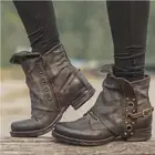 Женские осенние ботильоны 2022, модные ботинки с боковой молнией, женские черные ботинки в стиле ретро, богемные кожаные ботинки, женские ботинки