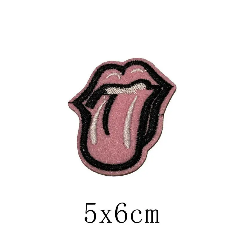 

New Custom 3D small pink tongue Embroideried Patches Iron-On badge tongue eco-friendly Embroidery Appliques for Clothes
