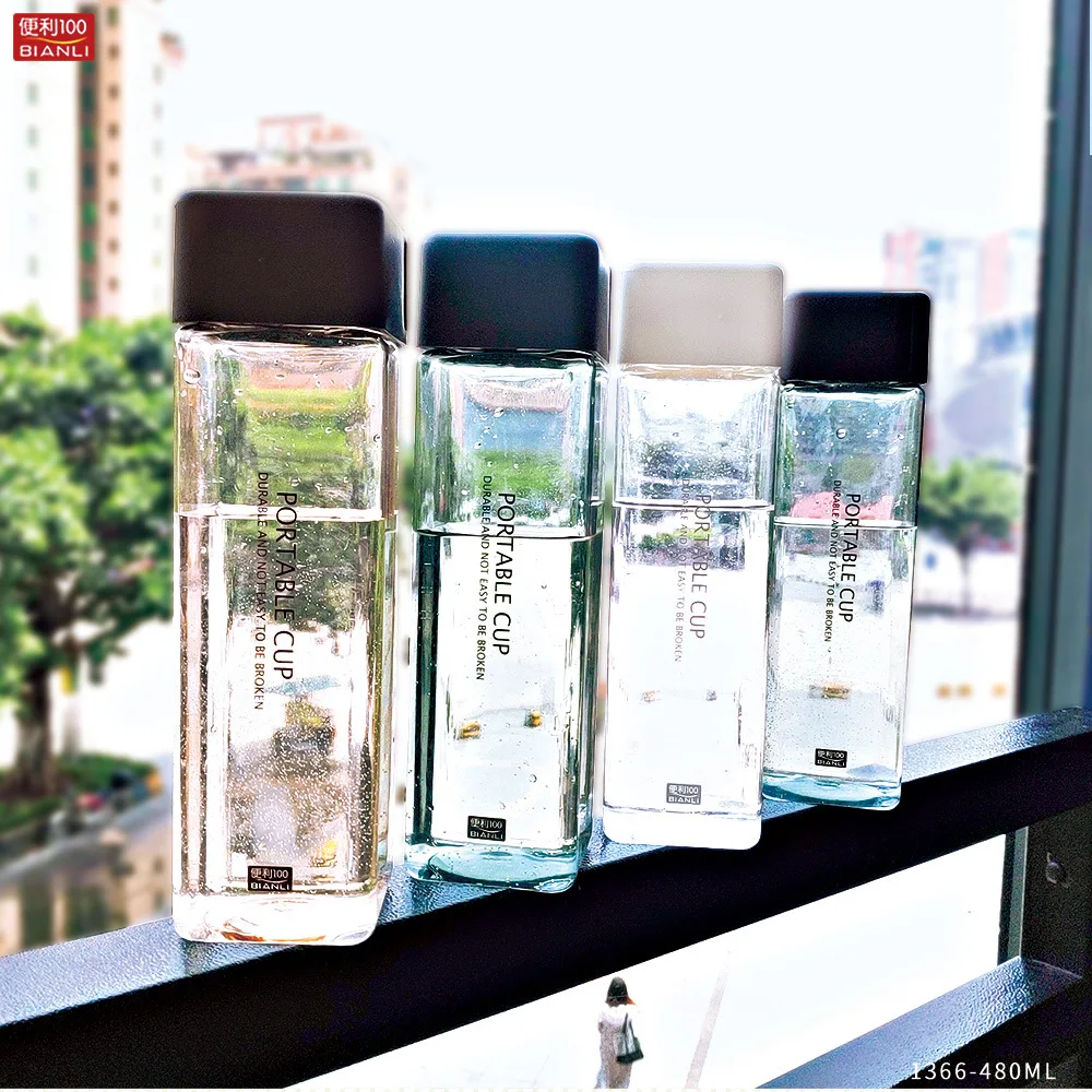 Новая Квадратная бутылка для воды портативная пластиковая прозрачная