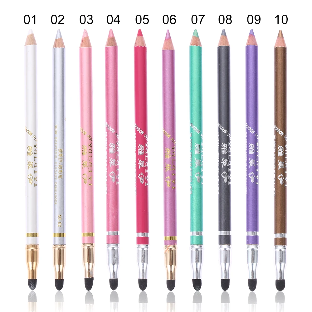 10 цветов двойная головка подводка для глаз карандаш с губчатой головкой