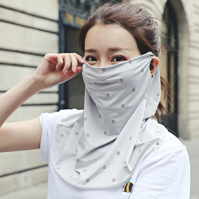 Летняя женская велосипедная маска для шеи затемненная шелковая большая