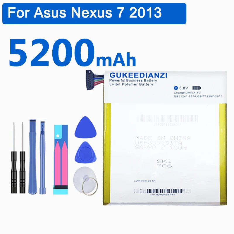 GUKEEDIANZI 5200mAh C11P1303 Сменный аккумулятор для Asus Google Nexus 7 2013 ME571 ME57K ME57KL K009 K008 + Nexus7 Power