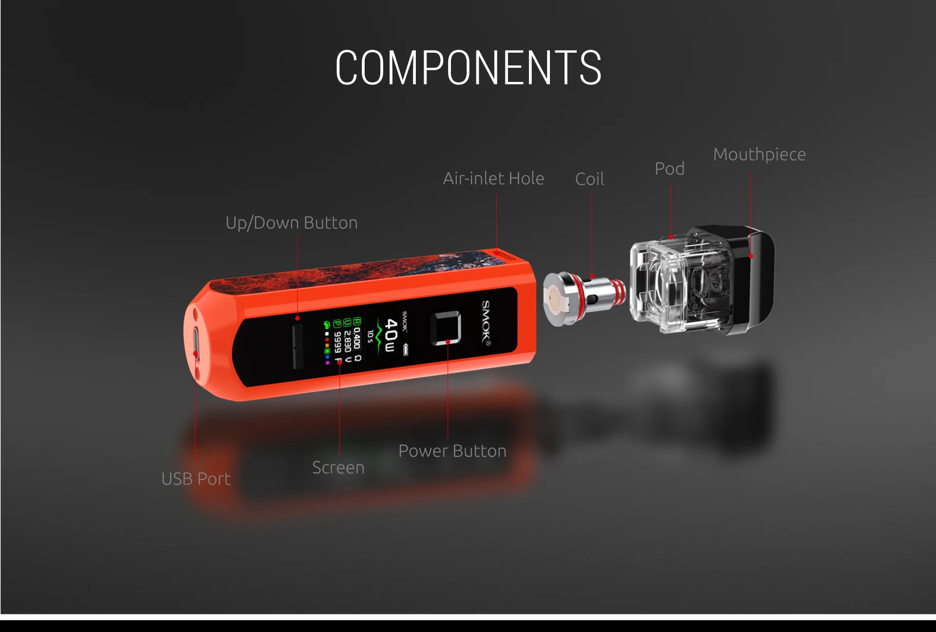 SMOK RPM40 Pod Комплект Vape 1500 мАч об/мин 40 4,3 мл картридж об/мин сетчатая катушка 4,5 мл Nord Pod RBA электронная сигарета испаритель VS Novo 2
