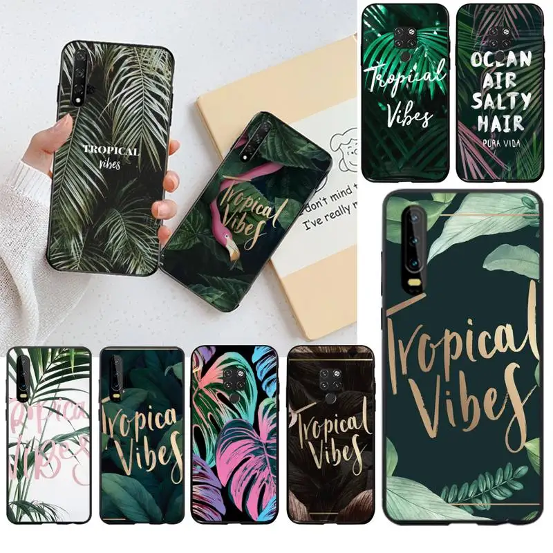 Тропический листья вибры самодельный раскрашенный блестящий чехол для телефона