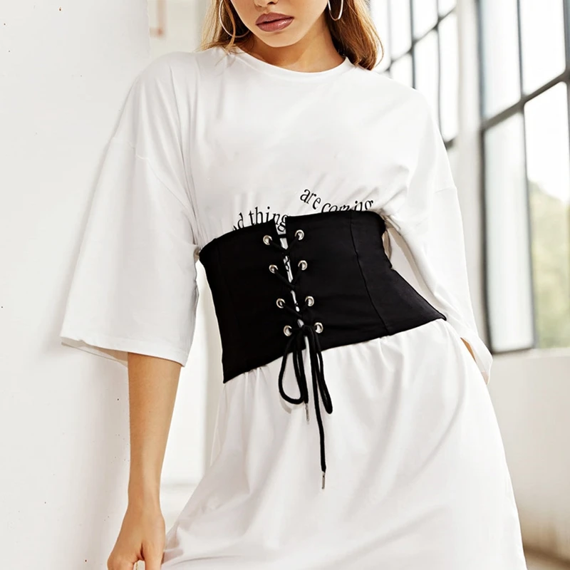 

Women'S Fashion Black Lace-Up Corset Waist Seal Tops