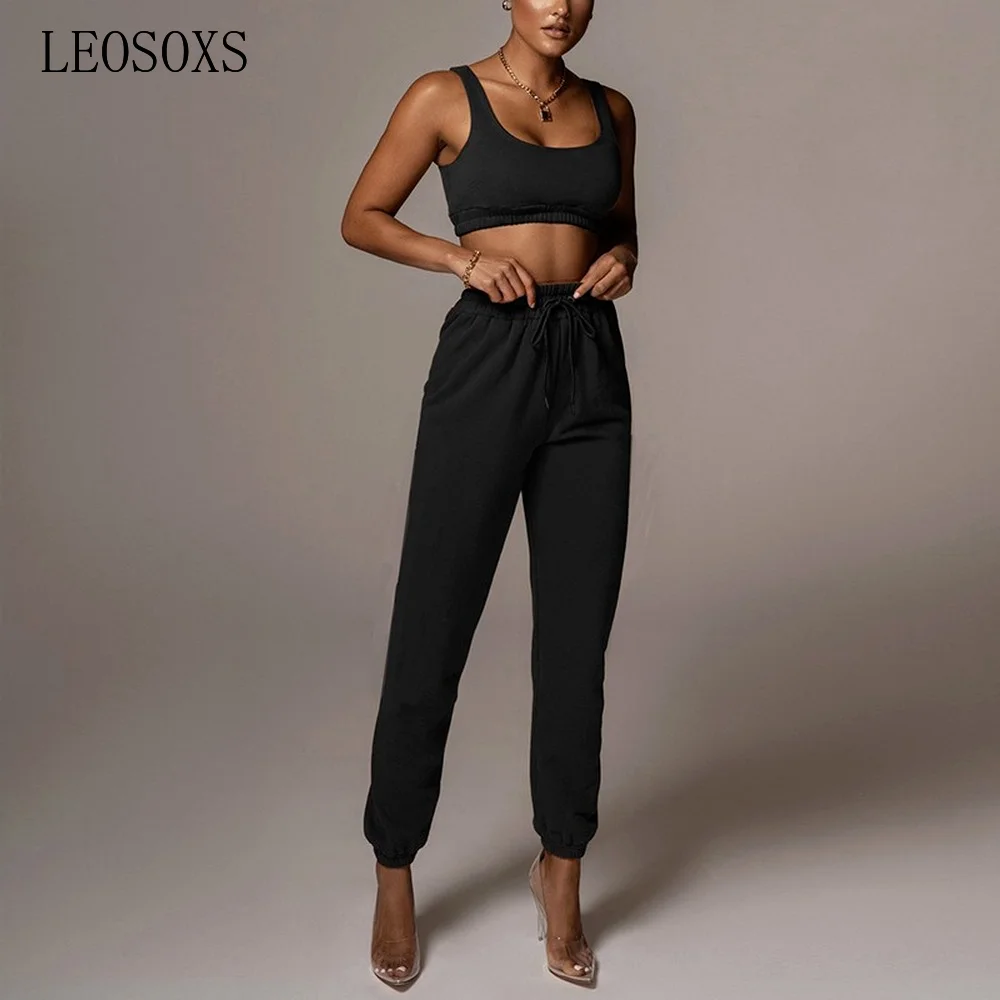 

Women Sets Sweatshirts Crop Top Long Pants Casual Sports Gym Workout Suits Tracksuit Matching Set Two Piece Outfits Streetwear