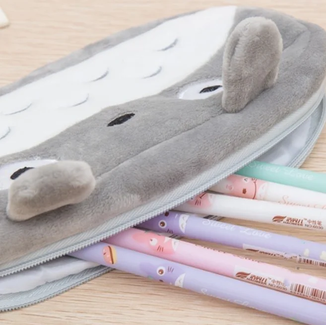 Kawaii популярный плюшевый чехол для ручки Totoro, 20 см, сумка для карандашей, косметичка, кошелек на молнии, сумка для монет, канцелярский дизайн, брелок