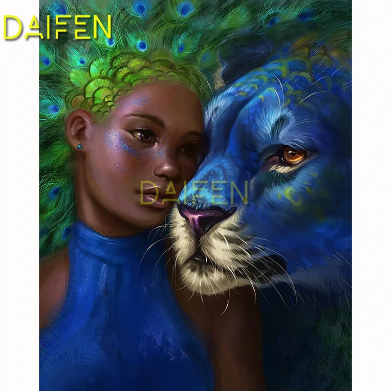 Полноразмерная Алмазная мозаика индейская черная женщина Павлин Леопард полная круглая алмазная живопись вышивка крестиком 5D Алмазная вышивка своими руками