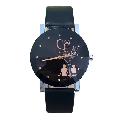 Boy Black dial Минималистичные Классические кварцевые часы для студентов, пара стильных часов со стеклянным ремешком, кварцевые наручные часы для влюбленных, повседневные Простые часы - Цвет: Boy Black dial