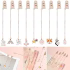 Милые металлические закладки с подвеской, отметки языков, маркеры с мультяшными персонажами, портативные креативные канцелярские принадлежности, школьные и офисные принадлежности